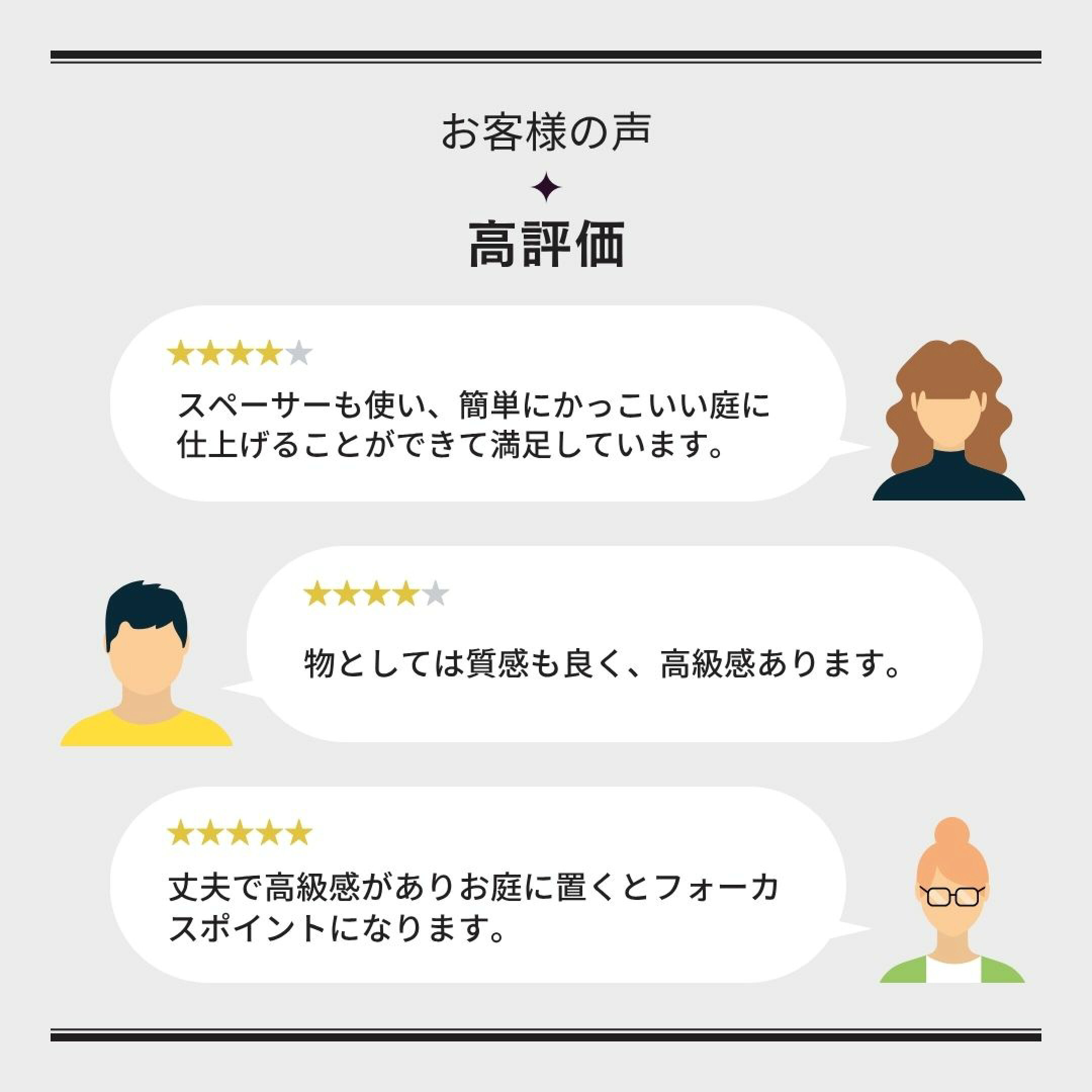 舗石タイルを購入したお客様の良い評価