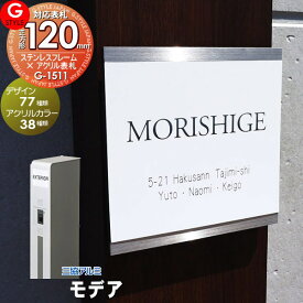 【あんしん1年保証付き】 表札 ステンレス G-STYLE オリジナル表札 G-1511 ステンレスフレーム×アクリルカラー表札 120mm 正方形 機能門柱対応 三協アルミ対応 モデア対応表札 戸建て 二世帯
