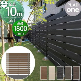 【無料★特典対象】 フェンス 目隠し グローベン プラドワン 本体・柱・部品 組立て部材セット 長さ約W10000mm×高さH1780mm(11段) 板隙間10mm H1800 クリーナーパッド無料プレゼント 複層合成木材 境界 屋外 プラドフェンス 木樹脂フェンス 目隠しフェンス