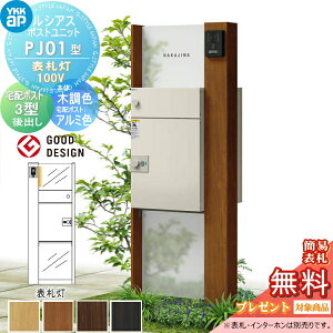 【無料★特典対象】 ルシアスポストユニット PJ01型 表札灯タイプ(100V) 本体 木調色 ルシアス宅配ポスト3型(後出し:アルミ色) YKK YKKap 門柱 ポスト 宅配ボックス おしゃれ ルシアス 機能門柱