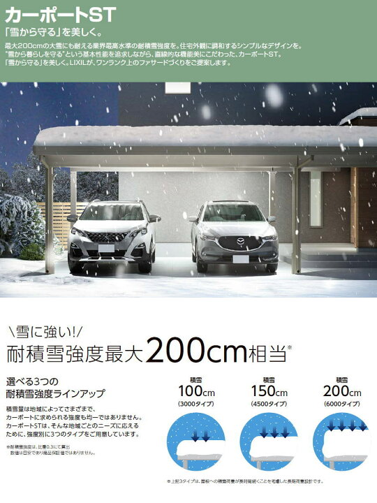 楽天市場】カーポートST 4500タイプ 2台用 縦2連棟（1台＋1台） 36-60 