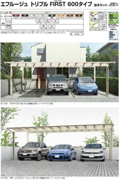 楽天市場 愛知 三重 岐阜限定 カーポートエフルージュベーカグラン 基本セット中帯カラー変更タイプ1台用 屋根仕様 熱線遮断 全3サイズ H24 51 30h 51 39hykkap Ykk Diy エクステリアg Style