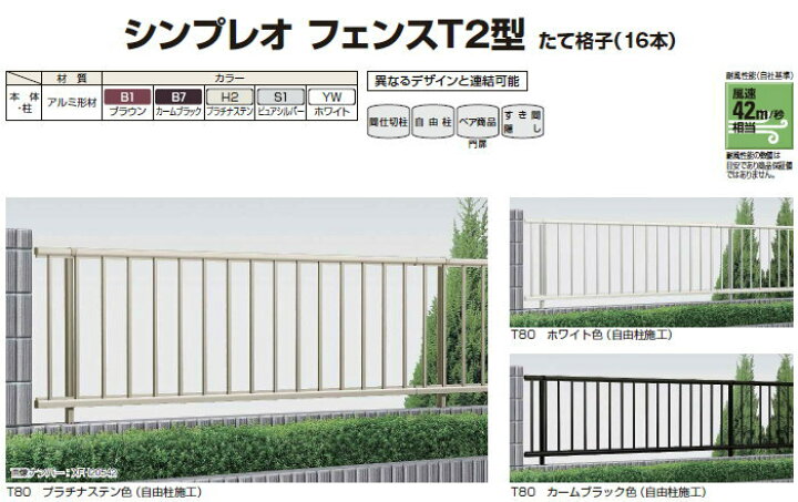 楽天市場 フェンスykk Ykkapシンプレオフェンスt2型フェンス本体h800 T80 W1975 800たて格子タイプ 境界 屋外 アルミ 形材 フェンスガーデン Diy 塀 壁 囲い Diy エクステリアg Style