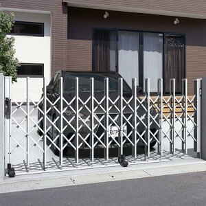 エクスショップ Value Select アコーディオンゲート 伸縮門扉 トリップゲートII 3型 ストロング ノンレール 片開き おしゃれ【税込】