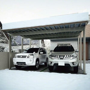 四国化成 2台用 カーポート スマートポートHGワイド 木調タイプ 積雪100cmタイプ 駐車場屋根【消費税込み】
