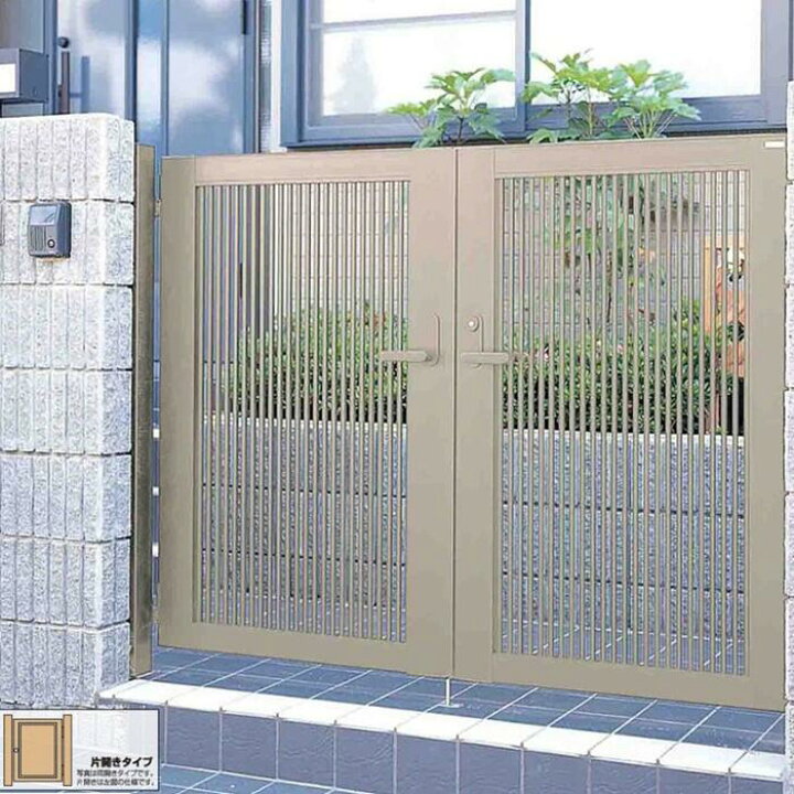 楽天市場】四国化成 クレディ門扉 2型 たて細格子 片開き【アルミ柱 