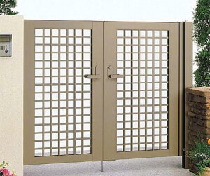 四国化成 クレディ門扉 3型 井桁格子 両開き親子 ゲート・門扉 ドア【消費税込み】