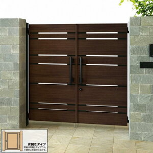 YKKAP YKK エクスティアラ 門扉 YR1型 ランダム横板格子 片開き 木調色 ドア【税込】