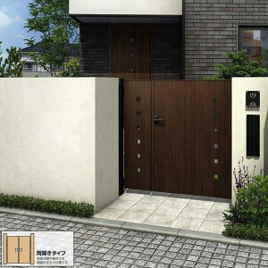 YKK AP ルシアス 門扉 FK1型 小窓 両開き 木調色 ドア【税込】