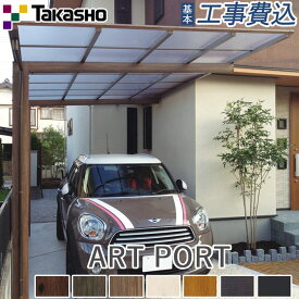 カーポート 1台用 工事付 アートポート 基本工事費込み 【 タカショー 】( カーポート 1台 木調 木目 車庫 駐車場 駐輪場 屋根 アルミ ガレージ 自転車 バイク 置き場 フラット 人気 色 おしゃれ モダン 後付け 施工 価格 費用 図面 目隠し サイドパネル オプション )