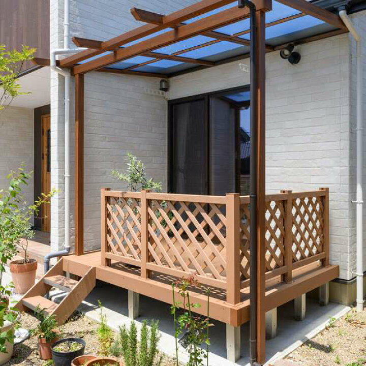 楽天市場】ウッドデッキ + テラス屋根 セット商品 リウッドデッキ200  