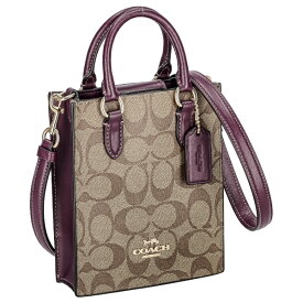 コーチ COACH ショルダーバッグ ミニトートバッグ シグネチャー North South Mini Tote ノース サウス ミニトート レディースバッグ CJ494 IMRSF ブラウン パープル プレゼント