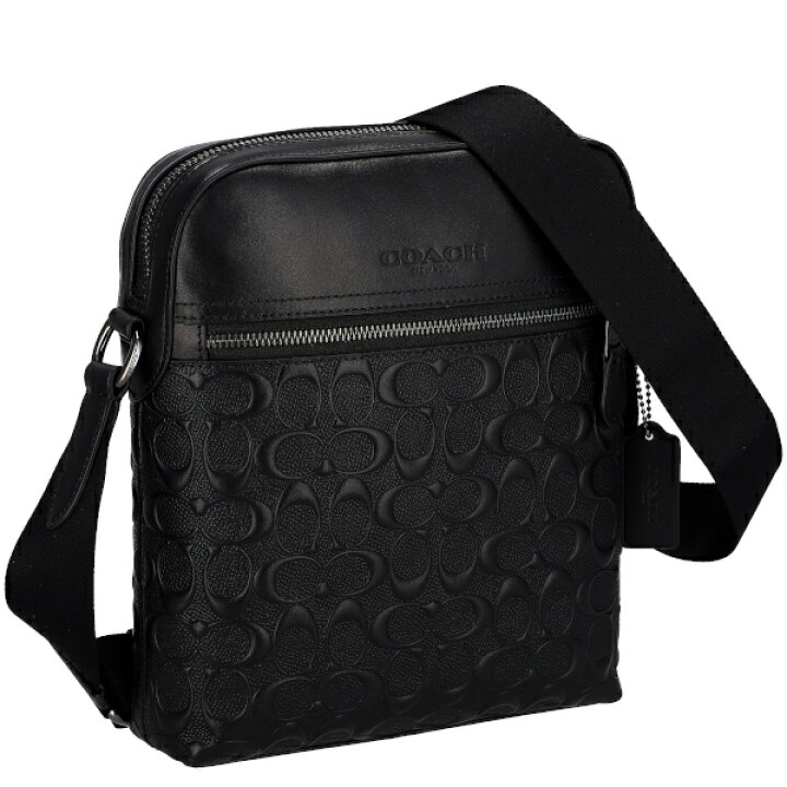 ♦︎⑥COACH ショルダーバッグ シグネチャー エンボス ブラック 楽天 