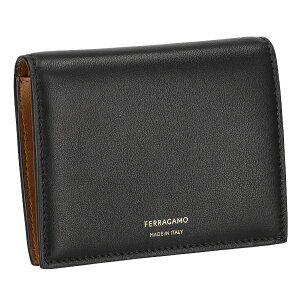 フェラガモ 二つ折り財布 折財布 コンパクト財布 レディース レザー FERRAGAMO 220699 0775326 ブラック ブラウン プレゼント