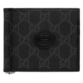 グッチ GUCCI マネークリップ 二つ折り財布 新品 メンズ GGスプリーム 700686 92TCF 1000 ブラック プレゼント