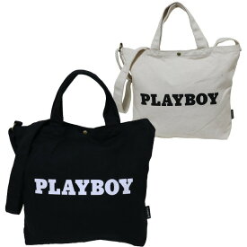 【クーポン利用で8%割引★4/24まで】PLAYBOY プレイボーイ トートバッグ ショルダーバッグ ベーシック ロゴプリント　帆布 2WAY A4サイズ【楽ギフ】【あす楽対応】