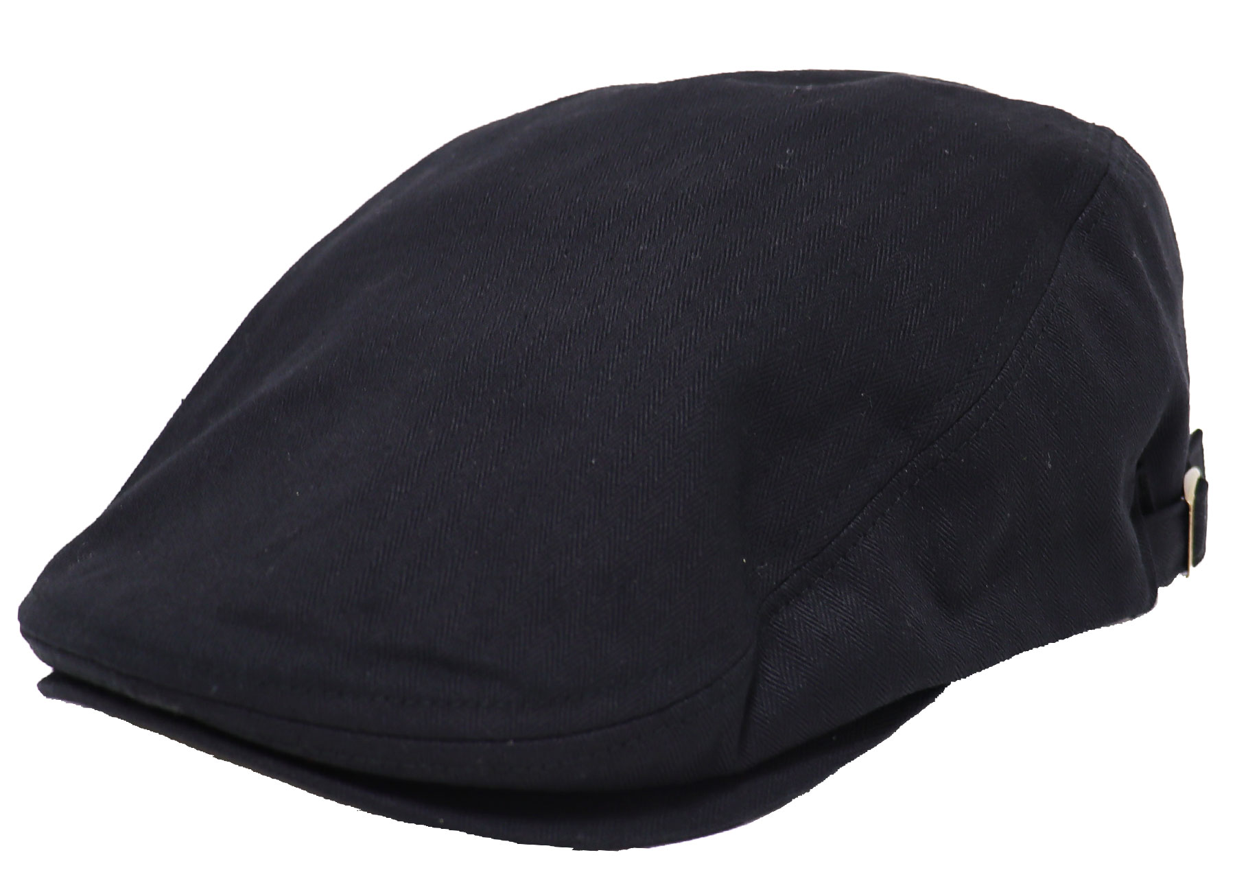 大きいサイズ帽子 65cm対応 LLサイズ ハンチング コットン ヘリンボーン サイドベルト メンズ ブラックEXAS エクサス