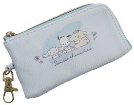 【クーポン利用で12%割引★6/4まで】【ゆうパケット発送限定品】 Sanrio サンリオ シナモロール ポチャッコ ポムポムプリン パスケース 定期入れ キーケース カードケース リール付きキーリング付き フラワー パステルブルー【楽ギフ_包装】