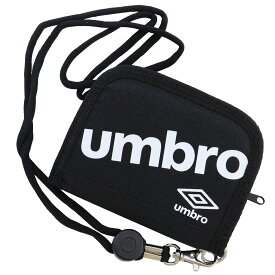 【クーポン利用で8%割引★4/24まで】【送料無料 ゆうパケット発送限定品】アンブロ umbro 二つ折りウォレット 財布 斜めロゴ ショルダーストラップ付き ブラック/ホワイト 【楽ギフ_包装】