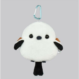 ふくふくシマエナガ リールポーチ シマエナガ ことり 小鳥 雑貨 グッズ ぬいぐるみ パスポーチ パスケース リール付 ファスナーポケット カラビナ 伸びる かわいい ふわふわ もふもふ 定期