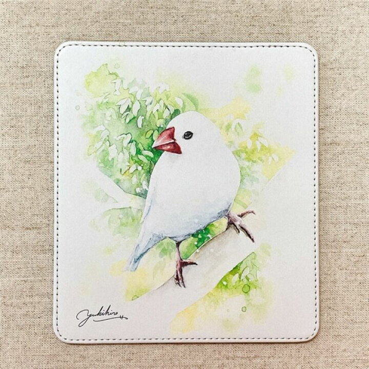 楽天市場】水彩画マウスパッド 白文鳥 ◇ゆうパケット対応◇ ことり 