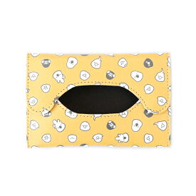 ポケットティッシュケース　★イエロー　とりのおかお　◆ゆうパケット対応◆　ことり 小鳥 雑貨 ポケットティッシュ ティッシュケース ティッシュカバー 通勤用品 通学用品 デイリー 文鳥 インコ ペンギン 野鳥【BIRDSTORY】