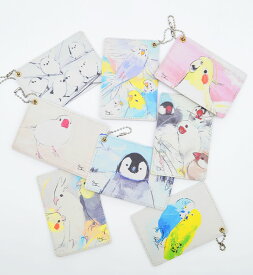 パスケース (オクムラミチヨ) ◆ゆうパケット対応◆ ことり 小鳥 雑貨 ステーショナリー 定期入れ チケットケース 通勤グッズ 通学グッズ 動物 セキセイ オカメ 文鳥 インコ シマエナガ いろいろ コザクラ シマエナガ カラフル かわいい コラボ【BIRDSTORY】