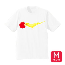 Tシャツ　★りんごとことりちゃん　《Mサイズ》　◆ゆうパケット対応◆　ことり 小鳥 ウェア Tシャツ トップス 洋服 服 半袖 オカメインコ【ことりちゃん】