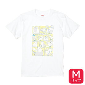 Tシャツ　TORINOSHIGUSA 　イエロー×ブルー　Mサイズ　インコ 文鳥 野鳥 男女兼用 ユニセックス ことり 小鳥 雑貨 グッズ ティーシャツ 半そで 半袖 クルーネック 丸首 夏服 活動着 鳥柄 プリント イラスト アニマル 白地 綿100％ コットン【BIRDSTORY】