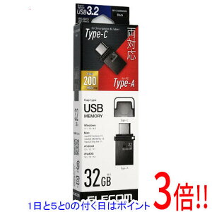 �y1����5.0�̂����A18���̓|�C���g3�{�I�zELECOM Type-C�Ή�USB������ MF-CAU32032GBK 32GB �u���b�N