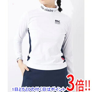 【1日と5.0のつく日、18日はポイント3倍!】marie claire(マリ・クレール) S サイズ ゴルフシャツ レディース モックネック長袖シャツ 732503 WT ホワイト