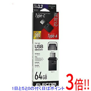 �y1����5.0�̂����A18���̓|�C���g3�{�I�zELECOM Type-C�Ή�USB������ MF-CAU32064GBK 64GB �u���b�N