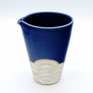 銀彩ルリ釉波文 片口酒器