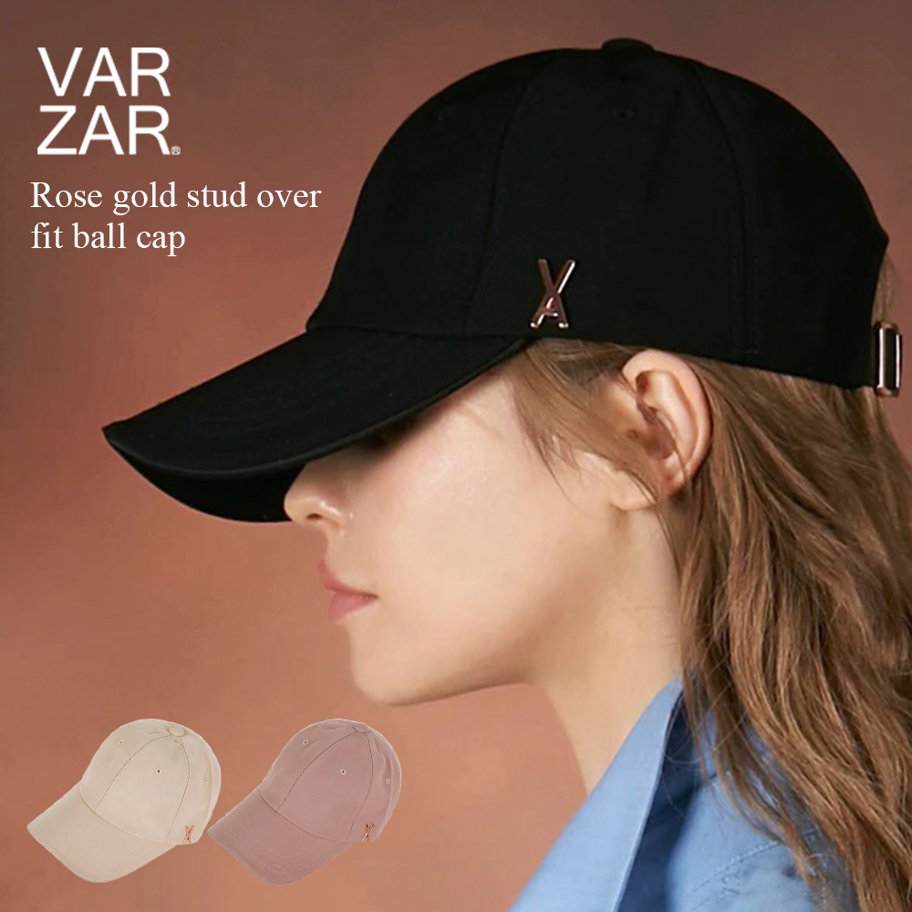 安全 VARZAR バザール 正規品 国内発送 レディース メンズ 人気 韓国 帽子 キャップ ファッション Stud logo over fit  ball cap スタッズ 深め コットン100％