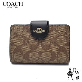 コーチ 財布 COACH アウトレット 二つ折り財布 C0082 IMCBI コーナージップ ミニ財布 カーキ×ブラック あす楽 エクセルワールド ギフト プレゼントにも レディース ブランド ウォレット 財布