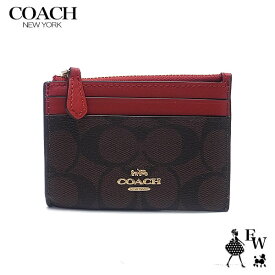 コーチ 財布 アウトレット コインケース 小銭入れ キーリング付き F88208 88208 IMRVQ COACH シグネチャー ブラウン×レッド あす楽 エクセルワールド ギフト プレゼントにも ウォレット サイフ ブランド