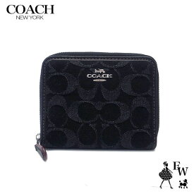 コーチ 財布 アウトレット COACH 二つ折り財布 人気の小さめ財布 ラウンドジップ CP431 SVBK シグネチャー デニム ブラック エクセルワールド 誕生日 ギフト プレゼントにも レディース ブランド