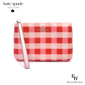 ケイトスペード ポーチ kate spade アウトレット ラージ リストレット 小物入れ KG604 650 ギンガム チェック プリント ピンクマルチ あす楽 エクセルワールド 誕生日 ギフト プレゼントにも レディース バッグ バック レディース ブランド