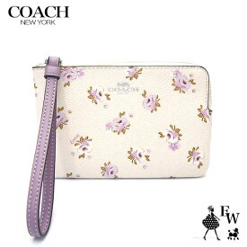 コーチ ポーチ COACH アウトレット リストレット 小物入れ CAL72 SVCAH フローラルプリント ぺブルレザー チョークマルチ エクセルワールド レディース ブランド