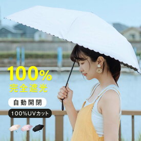 日傘 折りたたみ 自動開閉 完全遮光 100% 超軽量 遮熱 涼しい 晴雨兼用 折り畳み傘 バイカラー 軽量傘 フリル uvカット 紫外線対策 日焼け対策 スリム メンズ レディース 送料無料 f-00126