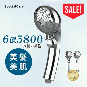 【80%OFFクーポン利用で2396円】☆シャワーヘッド 節水 スキンケア マイクロナノバブル 高洗浄力 手元止水 うるおい 美肌 ケア 汚れ 除去 6段階モード シャワー 温 ミスト ペット 犬 猫 フェー