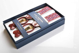 ALBERT THURSTON サスペンダー 細かなネクタイ柄 ベース色エンジ エラスティック 35mm