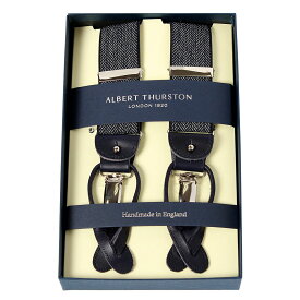 アルバートサーストン サスペンダー ヘリンボーン柄 ネイビー メンズ ブランド