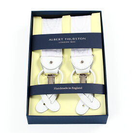 アルバートサーストン サスペンダー リボン モアレ ブラック/ネイビー/ホワイト 2in1/ALBERT THURSTON Moire Rigid Braces Moire Navy/Black/White 2in1 メンズ ブランド