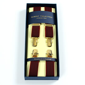 アルバートサーストン X型クリップ留め サスペンダー 無地 エラスティック(ゴム) ブラック/ネイビー/ワイン/ブラウン/ALBERT THURSTON X type Clip Braces Solid Elastic Black/Navy/Wine/Brown メンズ ブランド