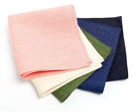 HARRISONS リネン ポケットチーフ ネイビー/ブルー/グリーン/アイボリー/ピンク