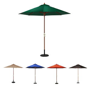 【不二貿易】木製パラソル 270cm《60153-60164》(*北海道別途送料 *沖縄県離島要御見積)クランクを回すだけで、開閉はラクラク!ガーデニング ガーデンファニチャー