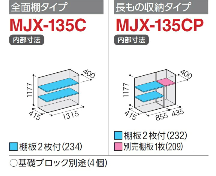 楽天市場】イナバ物置 シンプリーMJX-135C【全面棚タイプ】MJX-135CP 