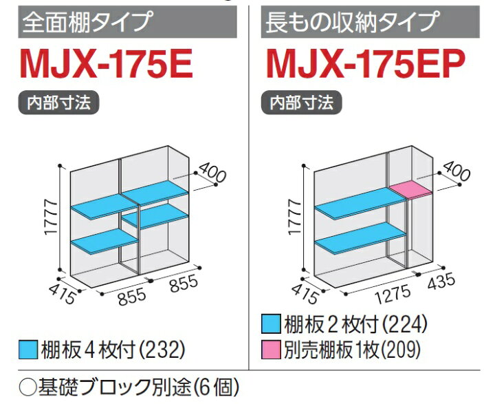 楽天市場】イナバ物置 シンプリーMJX-175E【全面棚タイプ】MJX-175EP 