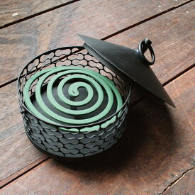 蚊取り線香BOX 傘付き丸型（12254）（ジャービス商事）インテリア　置物　蚊取り線香入れ　蚊取り線香ボックス　蚊とり線香　おしゃれ　アイアン